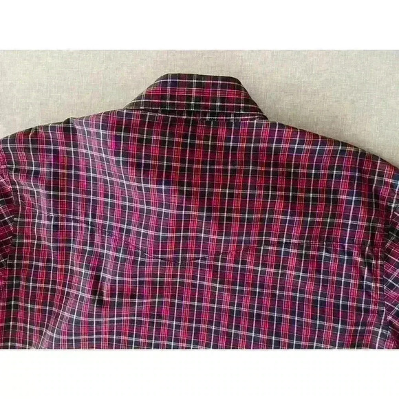Wrangler Mens Sz M Plaid Snap Shirt Navy Cotton Country Western Ranch Farm - Picture 11 of 14